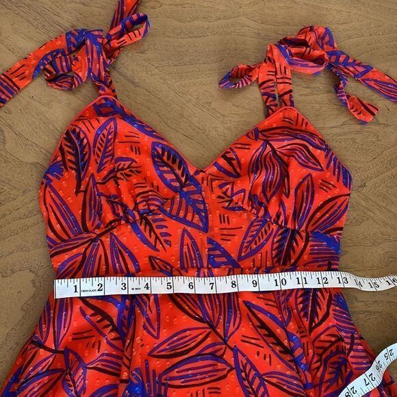 Alexis for Target Tropical Leaf Tie Strap Asymmetrical Dress Size XS - Picture 9 of 11